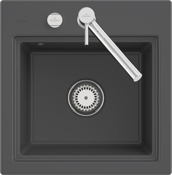Villeroy & Boch Subway Style 50 S Einbau Becken mittig mit Ablauffernbedienung graphite