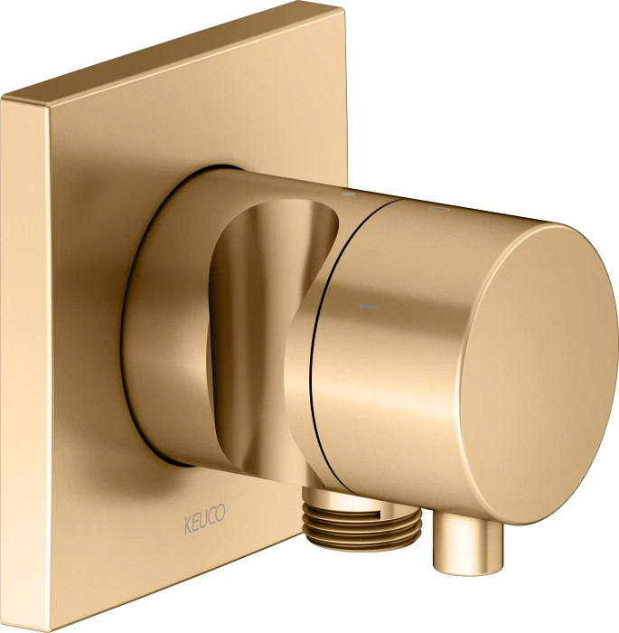 Keuco IXMO 59549 Comfort 3-Wege Ab- und Umstellventil mit Schlauchanschluss und Brausehalter eckig messing gebürstet