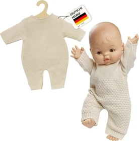 Heless Puppen-Strickstrampler aus 100% Bio-Baumwolle ecru 28-35cm