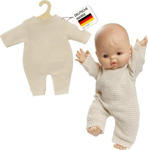 Heless Puppen-Strickstrampler aus 100% Bio-Baumwolle ecru 28-35cm