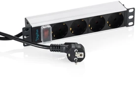 Digitus 10" Steckdosenleiste, mit Schalter, 1HE, 4-fach, 250V, grau, 2m