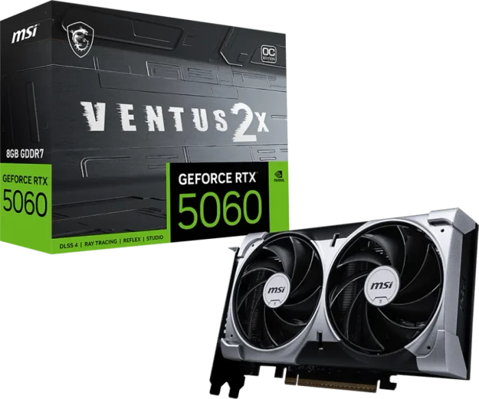 MSI GeForce RTX 5060 8G Ventus 2X OC, G5060-8V2C, 8GB GDDR7, HDMI, 3x DP