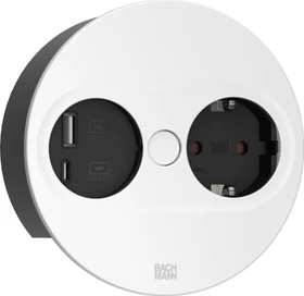 Bachmann Twist 2, 1-fach, 1x USB-Charger A/C, rund, 2m, weiß