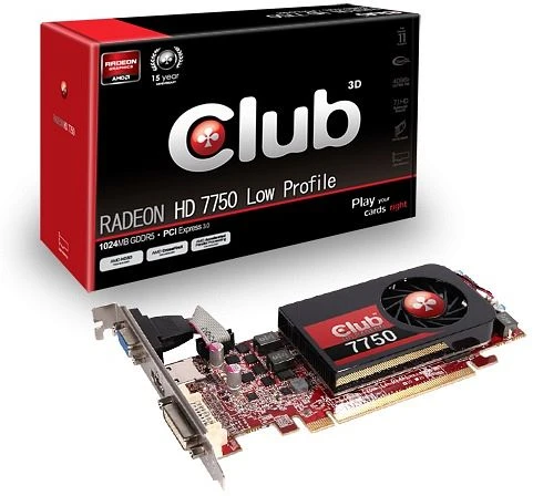 Club 3D Radeon HD 7750 low profile, 1GB GDDR5, VGA, DVI, HDMI