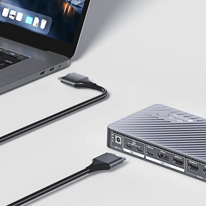 AV Access iDock M10, USB-C KVM Docking Station, 10-in1, for MacBook & 1 Desktop, 4K@60Hz Dual Monitor, 2-fach KVM-Switch