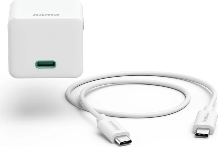 Hama Schnellladegerät mit Ladekabel USB-C Mini-Ladegerät PD 20W 1.0m weiß