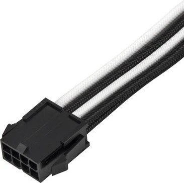 SilverStone PP07E Serie P07E-PCIBW, 6/8-Pin PCIe Verlängerungskabel, 300mm, sleeved schwarz/weiß