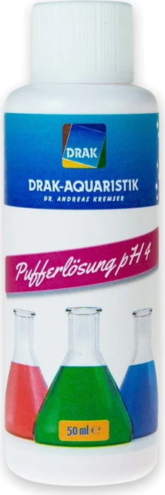 DRAK-Aquaristik pH-Pufferlösung, pH 4, rotgefärbt, 50ml