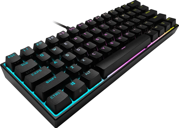 Corsair Gaming K65 RGB Mini, 60%, schwarz, MX SPEED RGB Silver, USB, DE