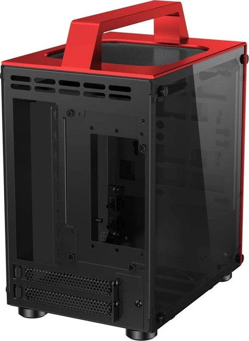Jonsbo T8, rot, Glasfenster, Mini-ITX