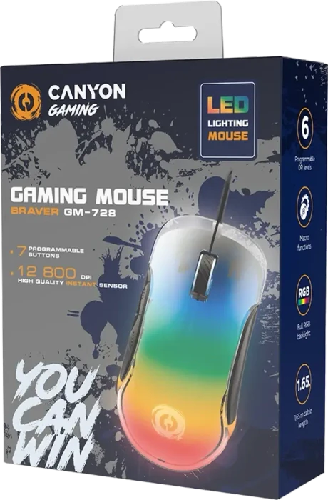 Canyon Braver GM-728 Gaming Mouse transparent/schwarz, USB