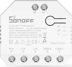 Sonoff DUALR3 WiFi Smart Switch mit Rollladensteuerung/Strommessfunktion, 2-fach, Schaltaktor