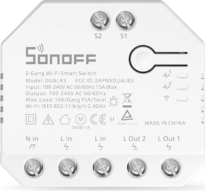 Sonoff DUALR3 WiFi Smart Switch mit Rollladensteuerung/Strommessfunktion, 2-fach, Schaltaktor