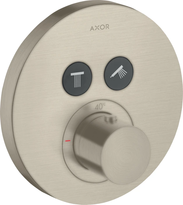 Hansgrohe Axor ShowerSelect rund Thermostat mit 2 Ventilen brushed nickel