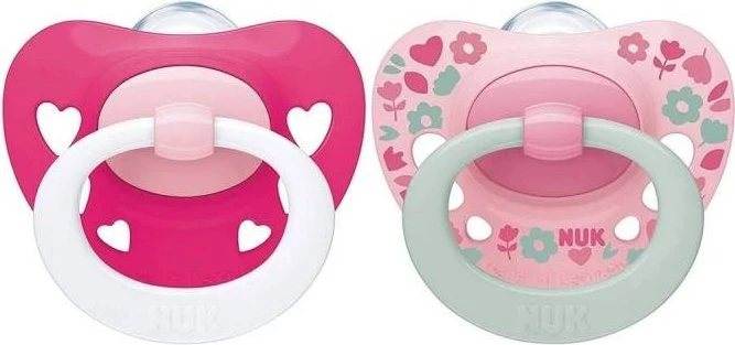 NUK Signature Schnuller, 18-36M, Silikon, rosa, 2 Stück