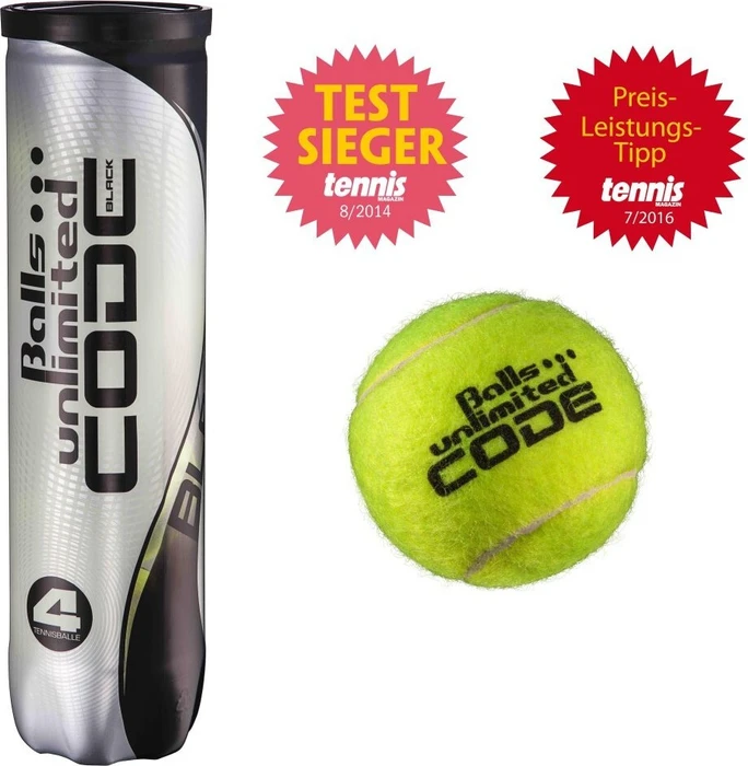 Balls Unlimited Code Black Tennisbälle, 4 Stück