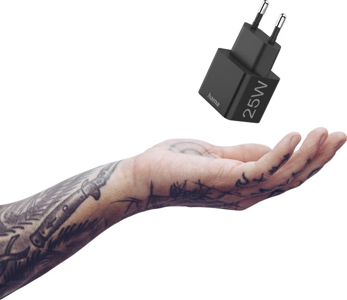 Hama Schnellladegerät USB-C PD/Qualcomm Mini-Ladegerät 25W schwarz