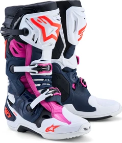 Alpinestars Tech 10 Supervented Motorradstiefel blau/weiß/schwarz/rosa