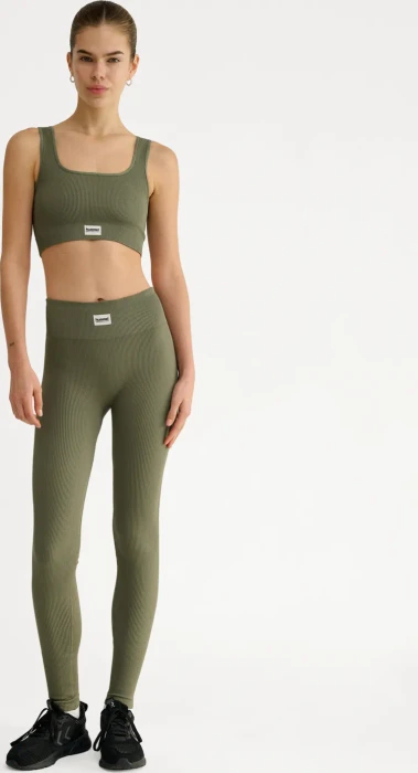 hummel Pulse Rib Sport-BH dusty olive (Damen)