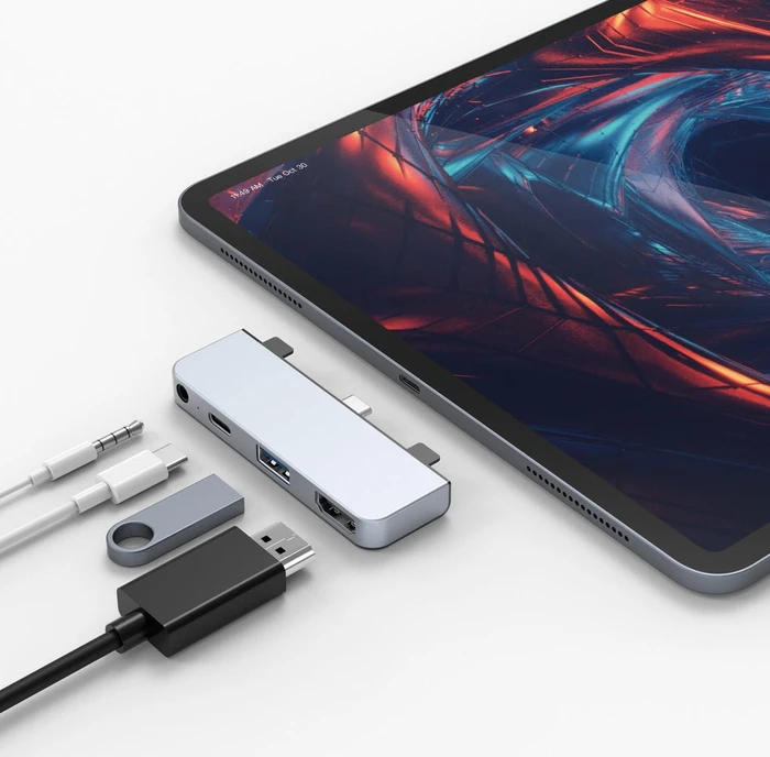 Targus HyperDrive 4-in-1 USB-C Hub für iPad Pro/Air, silber, USB-C 3.0 [Stecker]
