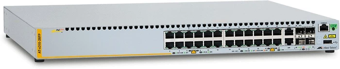 Allied Telesis x310 Rackmount Managed Stacking Switch, 24x RJ-45, 2x RJ-45/SFP, 370W PoE+