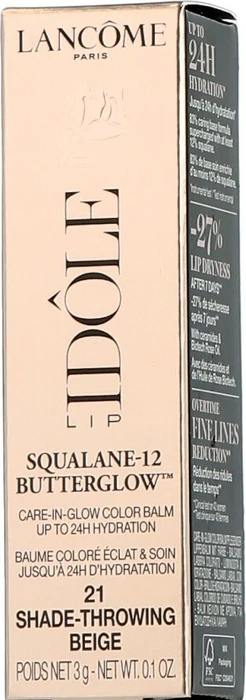 Lancôme Idôle Lip Balm Squalane-12 Butterglow 21 shade-throwing beige, 3g