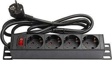 Good Connections 10" Aluminium Steckdosenleiste, 1HE, 4-fach, 250V, 1.8m