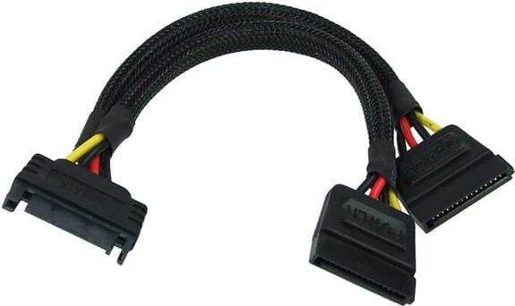 Phobya SATA Buchse auf 2x SATA Stecker Y-Kabel 0.15m