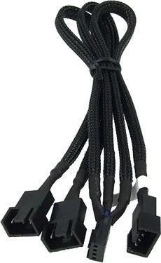 Phobya 4-Pin auf 3x 4-Pin Verteiler, sleeved, 10cm, schwarz