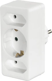 Hama Adapterstecker, 1x Euro, 2x Schuko, 3-fach, weiß