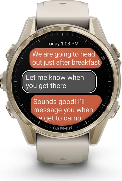 Garmin Fenix 8 43mm Sapphire soft gold/fog grey-dark sandstone silicone