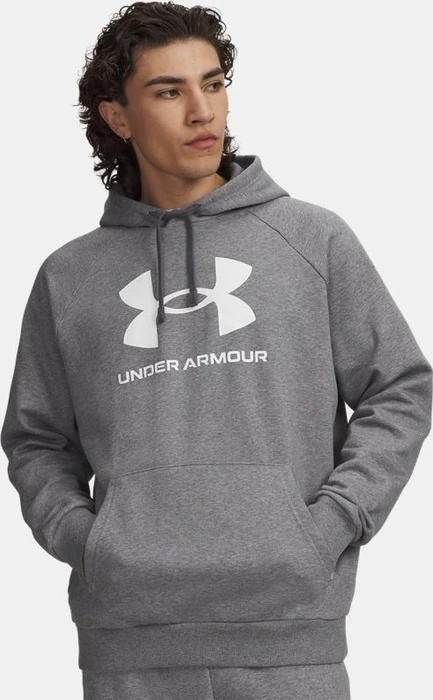 Under Armour Rival Fleece Logo Hoodie castlerock light heather/weiß (Herren)