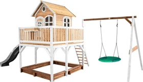 Axi Spielhaus Liam braun/weiß mit Rutsche grau