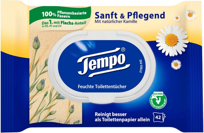 Tempo Sanft & Pflegend feuchte Toilettentücher, 42 Stück