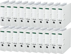 Leitz Qualitäts Ordner 2-Ring 180° Plastik, 80mm, A4, weiß, 20er-Pack