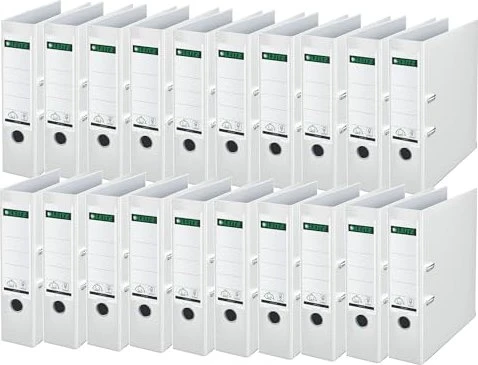 Leitz Qualitäts Ordner 2-Ring 180° Plastik, 80mm, A4, weiß, 20er-Pack
