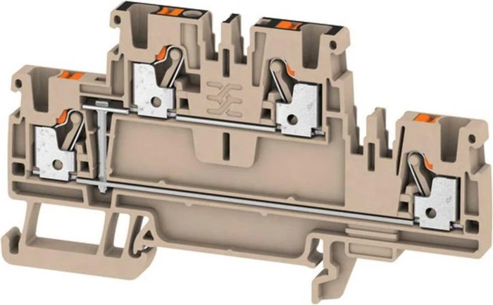 Weidmüller A2T 2.5 VL Durchgangs-Reihenklemme, Doppelstock-Reihenklemme, PUSH IN, 2.5 mm², 800 V, 24 A, dunkelbeige