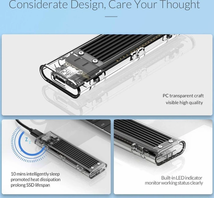 Orico TCM2-C3, schwarz/transparent, USB-C 3.1