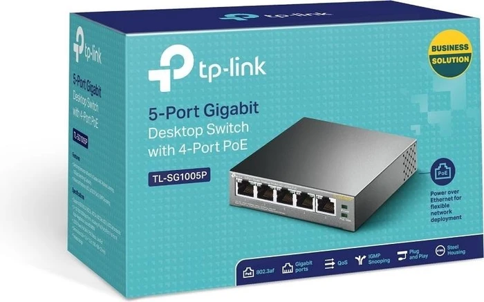 TP-Link TL-SG1005P Desktop Gigabit Switch, 5x RJ-45, 56W PoE