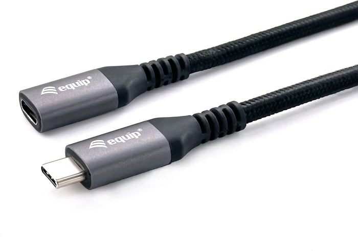 Equip USB-C Verlängerung, USB 3.1, 10Gb/s, USB-C 3.1 [Stecker] auf USB-C 3.1 [Buchse], Verlängerungskabel C/C, 1m, schwarz