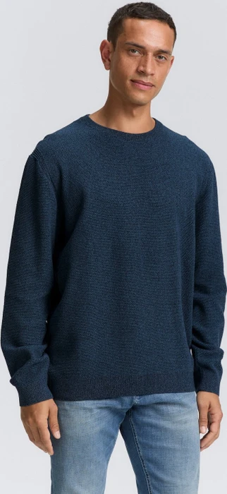 Tom Tailor Bio-Baumwolle Strickpullover real teal navy twotone (Herren)