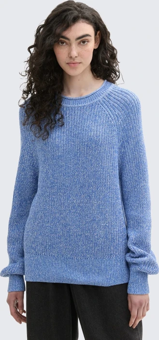 Tom Tailor Strickpullover mit leichten Ballonärmeln Strickpullover sicilian blue melange (Damen)
