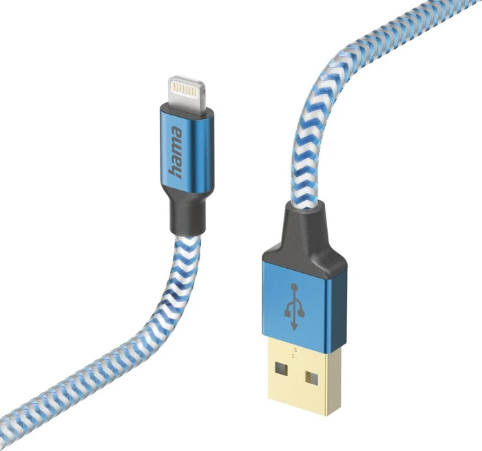 Hama Ladekabel Reflective USB-A/Lightning 1.5m Nylon blau