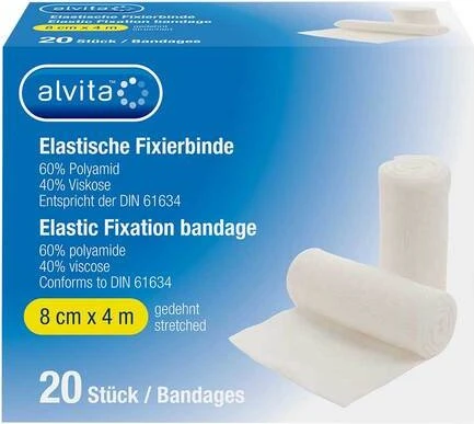 Alvita Elastische Fixierbinde, 8cm x 4m, 20 Stück