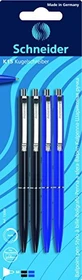Schneider K15 M Kugelschreiber blau/schwarz, 4er-Pack, Blister
