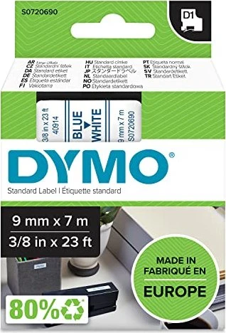NWL D1 Schriftband 9mm/7m blau auf weiß 40914 Image