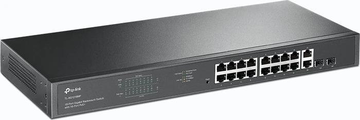 TP-Link TL-SG1218MP Rackmount Gigabit Switch, 16x RJ-45, 2x RJ-45/SFP, 250W PoE+