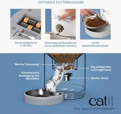 Catit PIXI Smart-Futterautomat für Trockenfutter, WLAN, weiß