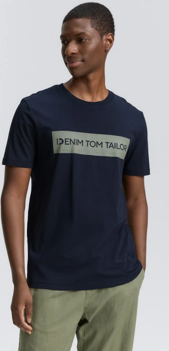 Tom Tailor Basic mit Logo-Print T-Shirt kurzarm pure nvay (Herren)