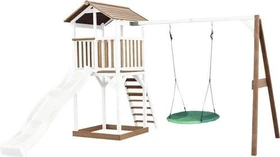 Axi Spielturm Beach Tower mit Rutsche und Nestschaukel braun/weiß/grün